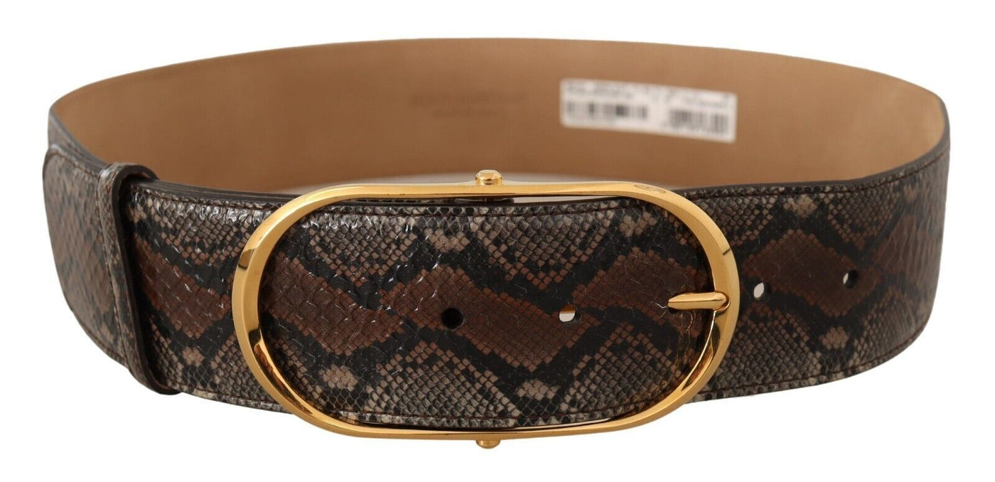 Dolce &amp; Gabbana Bruine Exotische Leren Gouden Ovale Gesp Riem