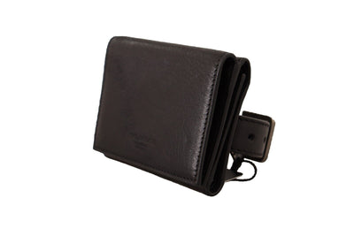 Dolce &amp; Gabbana Zwarte Leren Drievoudige Portemonnee Riem Multi Kit Portemonnee