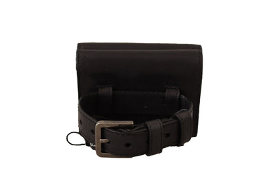 Dolce &amp; Gabbana Zwarte Leren Drievoudige Portemonnee Riem Multi Kit Portemonnee