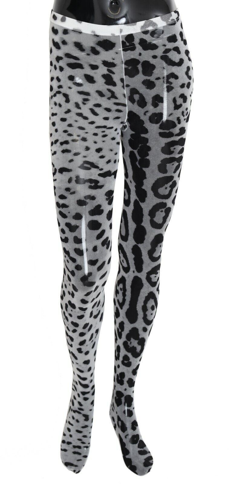 Collants en nylon à imprimé léopard gris Dolce &amp; Gabbana