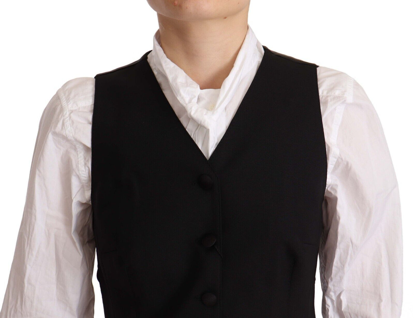 Dolce &amp; Gabbana Haut sans manches boutonné noir en viscose