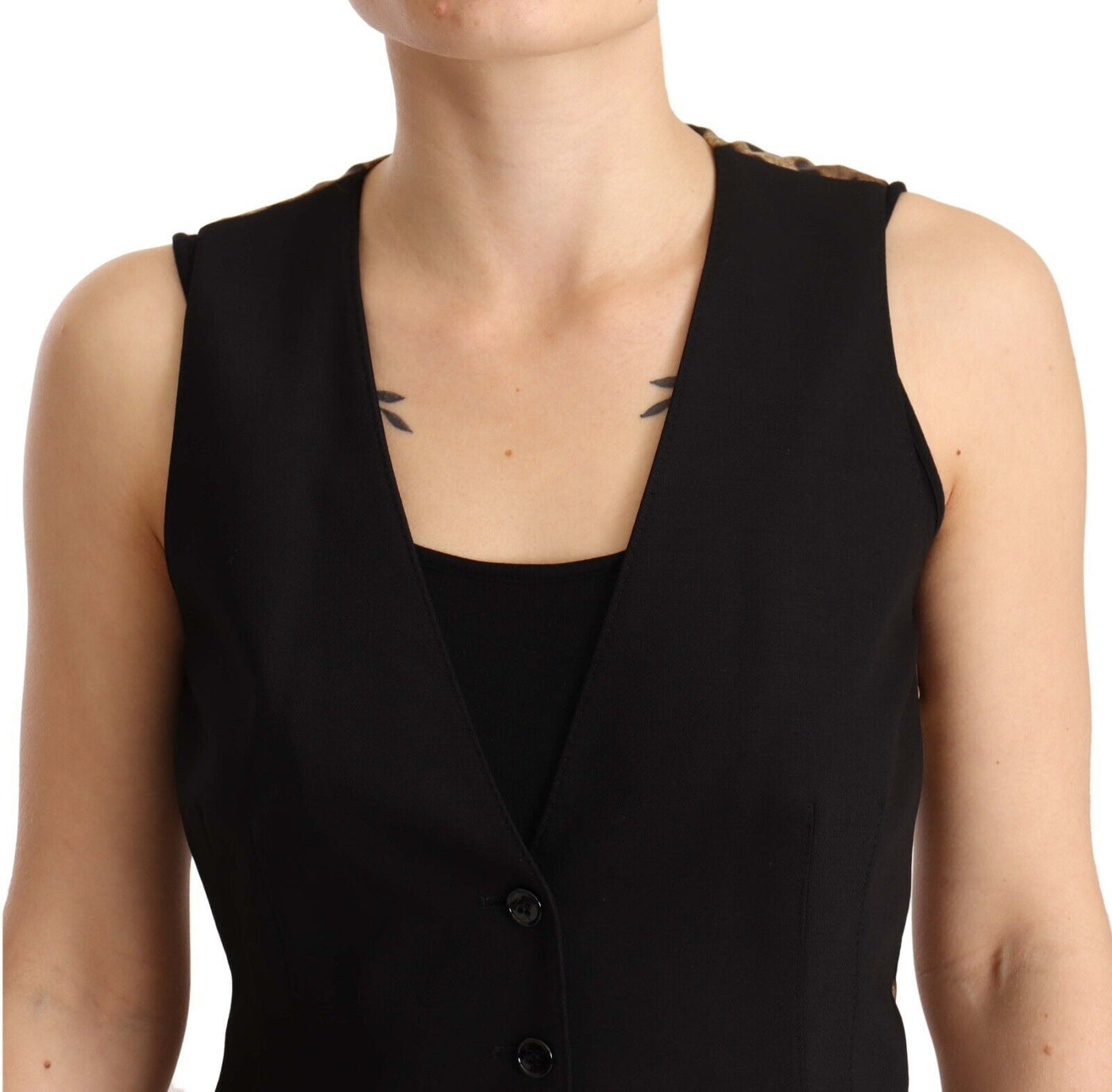 Dolce &amp; Gabbana Haut sans manches boutonné en laine noir