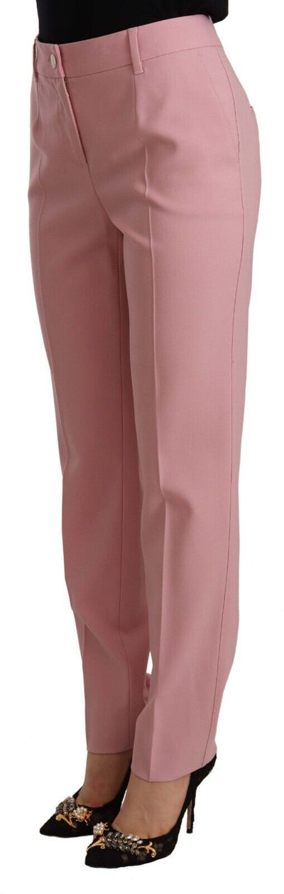 Dolce &amp; Gabbana Roze Wollen Stretch Hoge Taille Broek