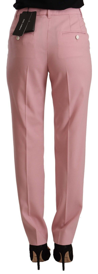 Dolce &amp; Gabbana Roze Wollen Stretch Hoge Taille Broek
