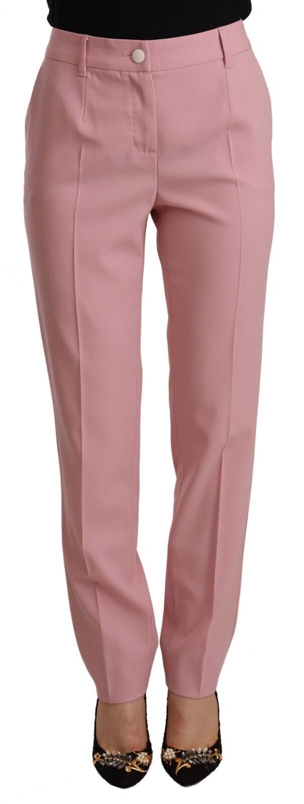Dolce &amp; Gabbana Roze Wollen Stretch Hoge Taille Broek