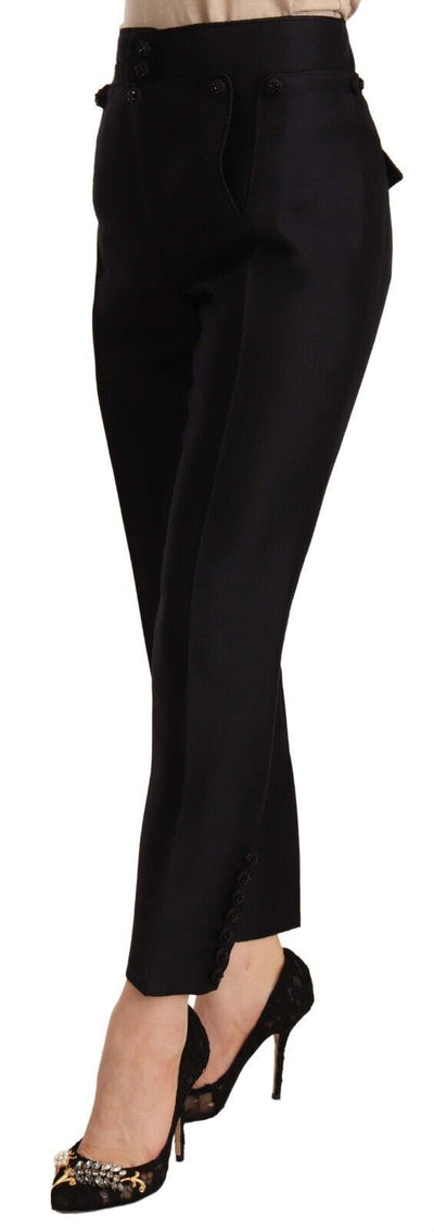 Dsquared² Zwarte cropped broek met hoge taille en knoopversiering