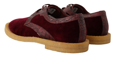 Dolce &amp; Gabbana Bordeaux Fluwelen Exotische Leren Schoenen