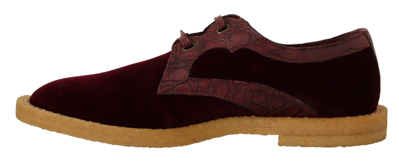 Dolce &amp; Gabbana Bordeaux Fluwelen Exotische Leren Schoenen