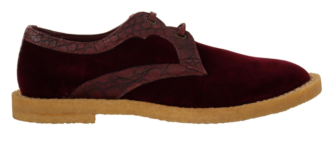 Dolce &amp; Gabbana Bordeaux Fluwelen Exotische Leren Schoenen