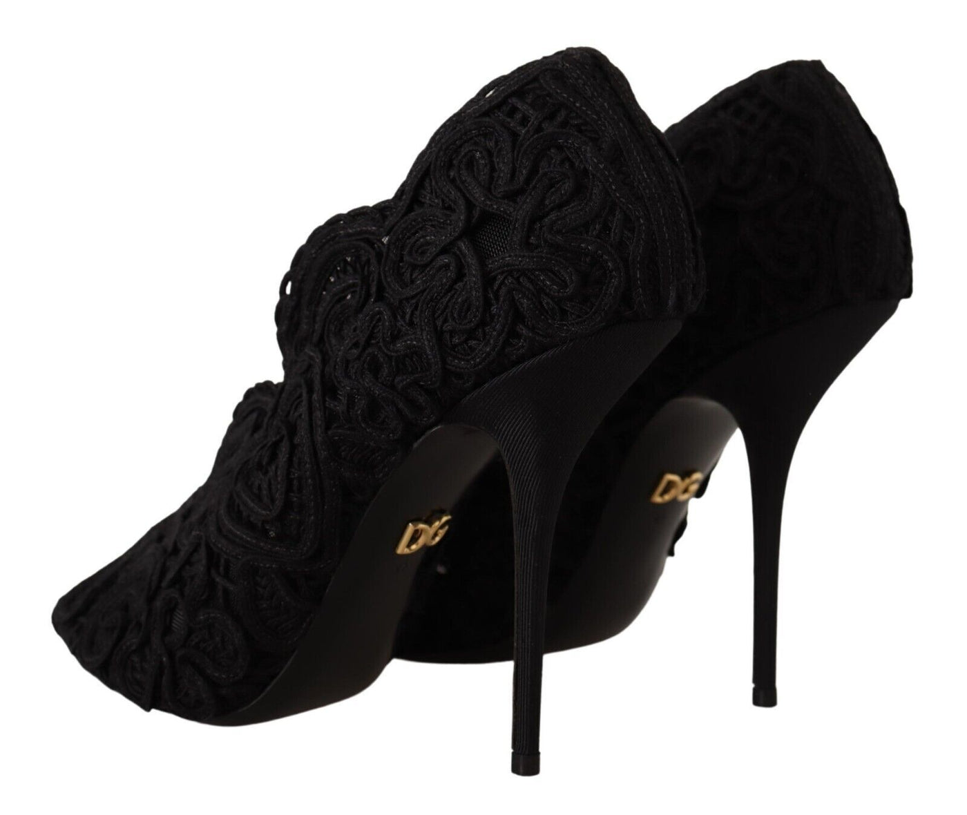 Dolce &amp; Gabbana zwarte cordonetto Ricamo pumps met open neus