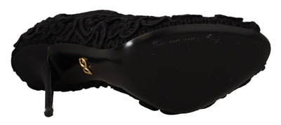 Dolce &amp; Gabbana zwarte cordonetto Ricamo pumps met open neus