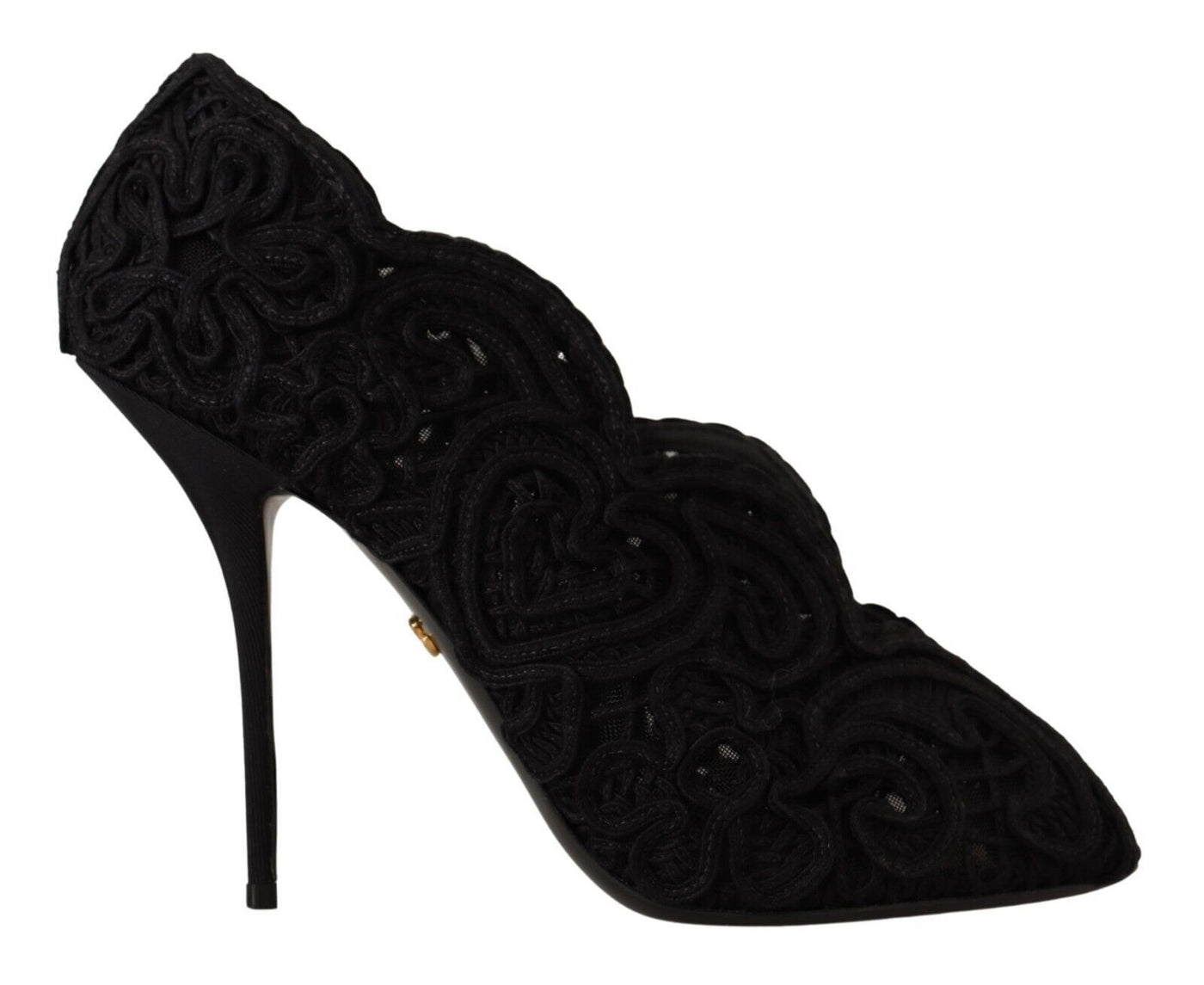 Dolce &amp; Gabbana zwarte cordonetto Ricamo pumps met open neus