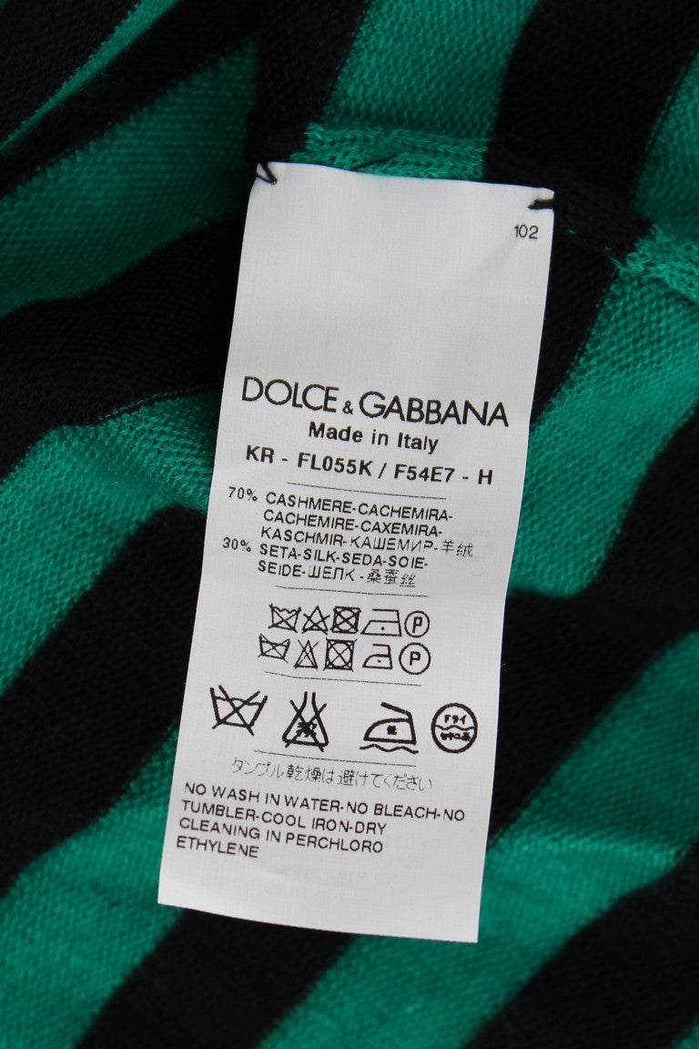 Pull en soie et cachemire vert et noir Dolce &amp; Gabbana