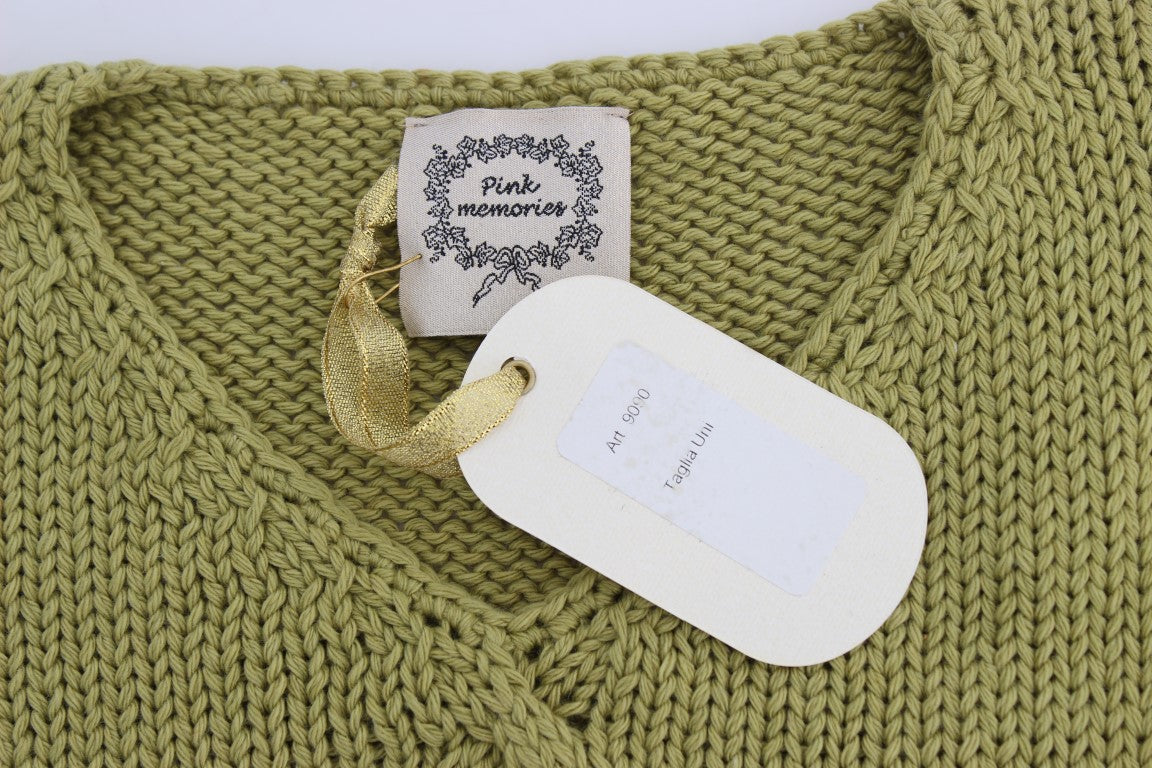 Pull sans manches en tricot de coton mélangé vert PINK MEMORIES