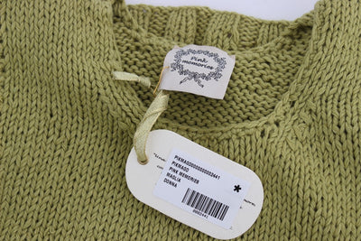 PINK MEMORIES Groene gebreide mouwloze trui van katoenmix