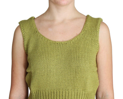 Pull sans manches en tricot de coton mélangé vert PINK MEMORIES