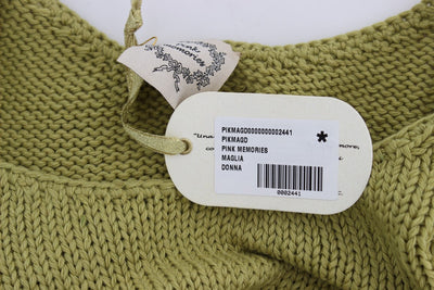 Pull sans manches en tricot de coton mélangé vert PINK MEMORIES