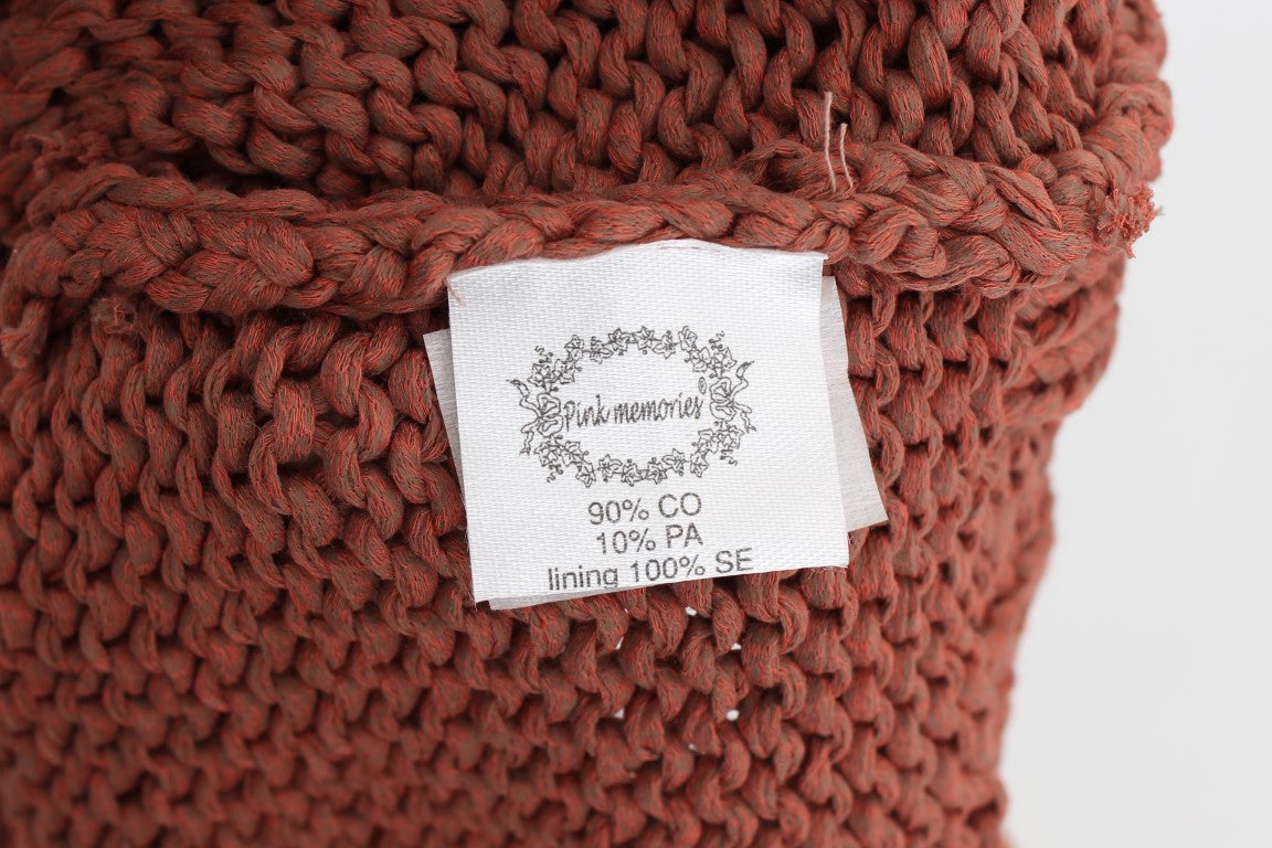 Pull sans manches en tricot de coton mélangé rouge PINK MEMORIES