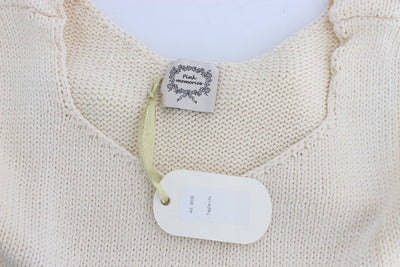 PINK MEMORIES Beige Cotton Blend Knitted Sleeveless Sweater