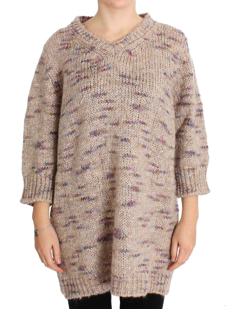 Pull oversize en laine mélangée beige PINK MEMORIES