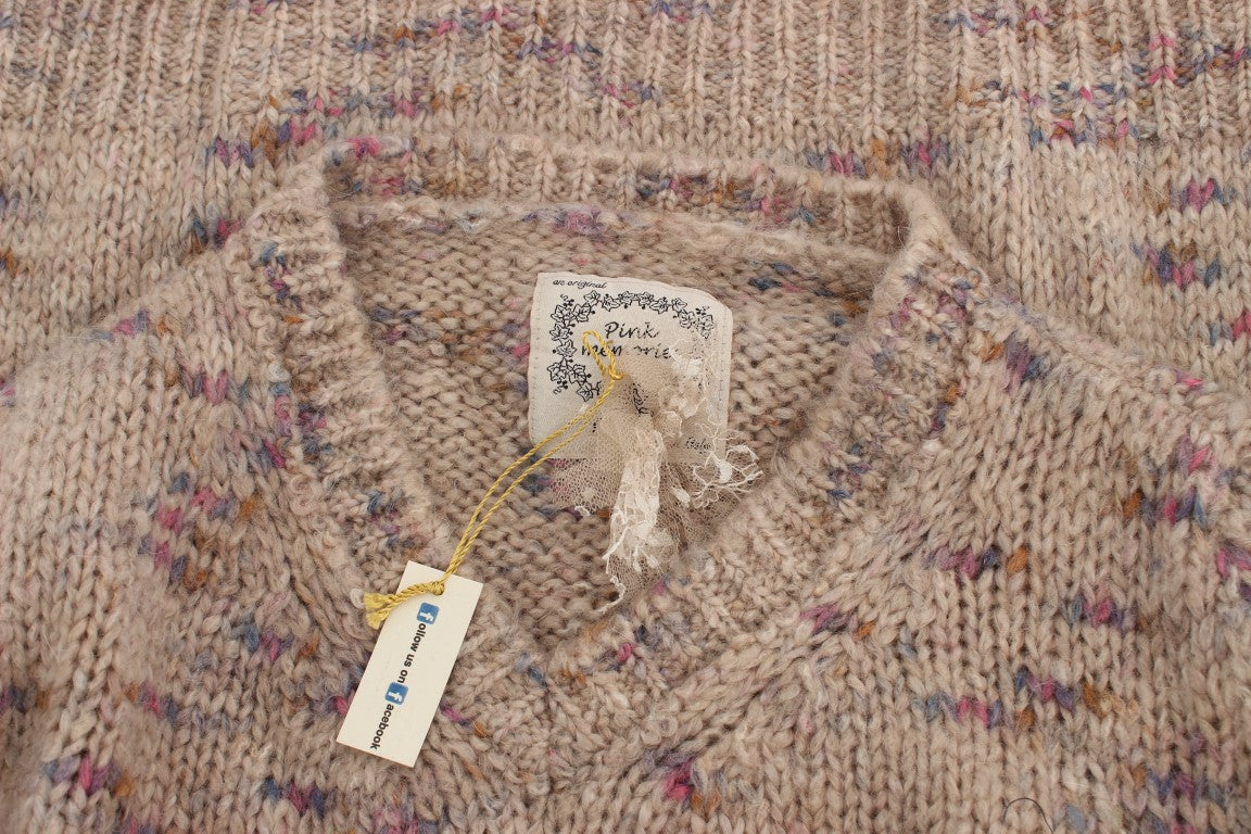 Pull oversize en laine mélangée beige PINK MEMORIES