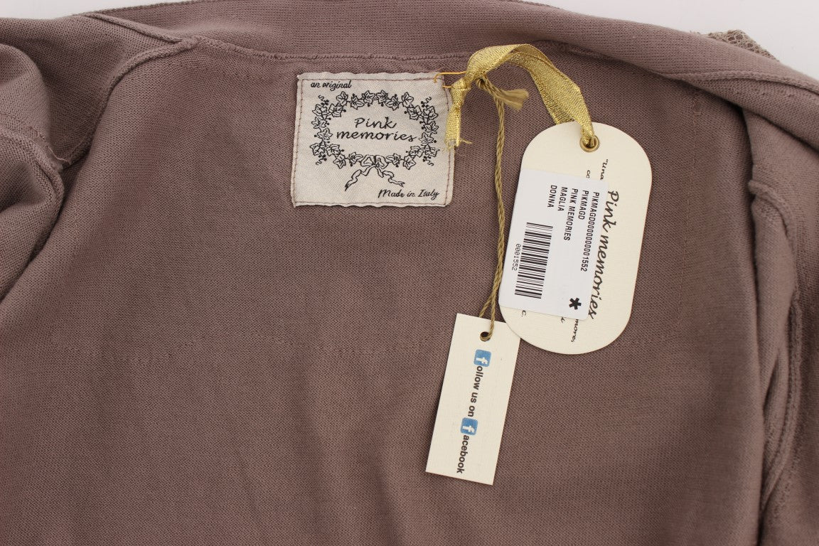 PINK MEMORIES Paarse kanten katoenen cardigan trui