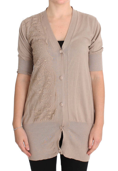 PINK MEMORIES Roze kanten katoenen vest trui