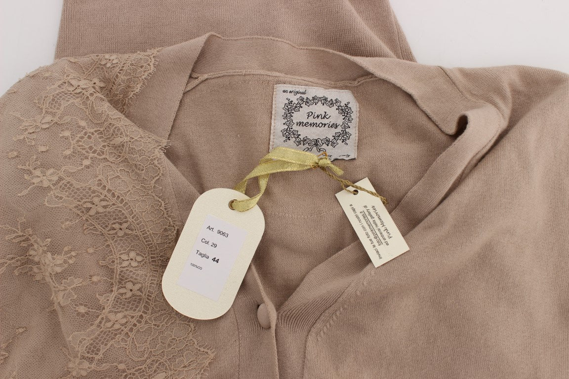 PINK MEMORIES Roze kanten katoenen vest trui