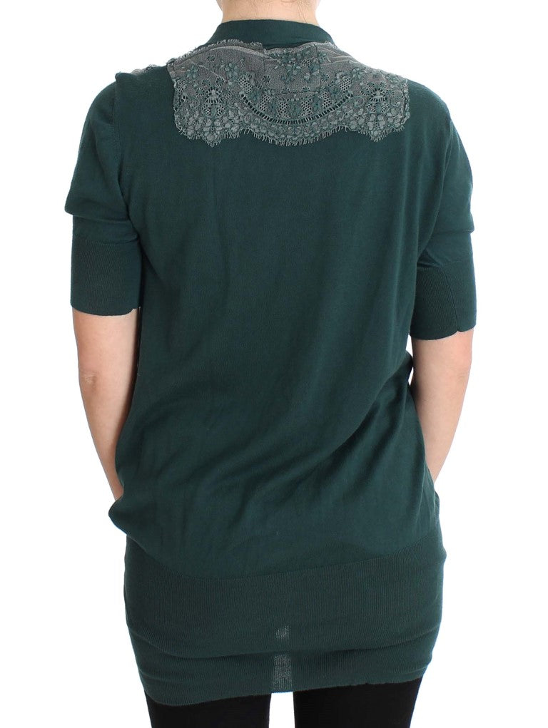 PINK MEMORIES Groene kanten katoenen cardigan trui
