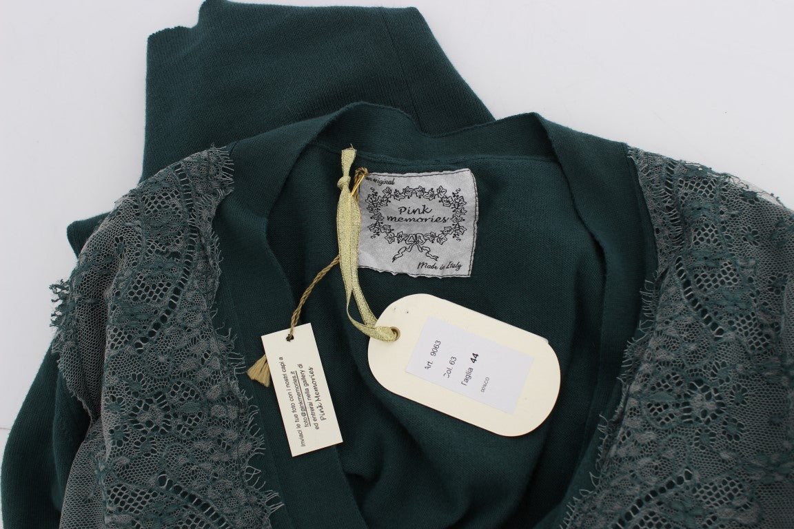 PINK MEMORIES Groene kanten katoenen cardigan trui