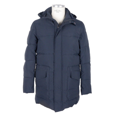 Emilio Romanelli Strak blauw herenjack met capuchon