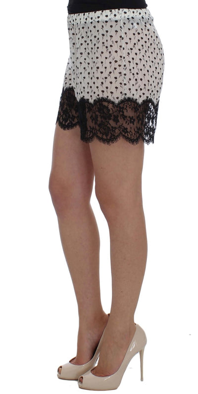 Short de nuit en soie et dentelle florale Dolce &amp; Gabbana blanc et noir 