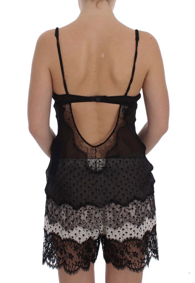Dolce &amp; Gabbana Haut de lingerie babydoll en dentelle de soie noire