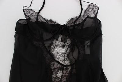 Dolce &amp; Gabbana Haut de lingerie babydoll en dentelle de soie noire