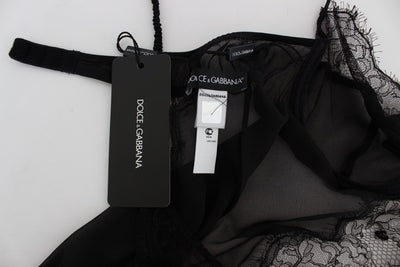 Dolce &amp; Gabbana Haut de lingerie babydoll en dentelle de soie noire