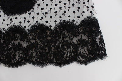 Dolce &amp; Gabbana Haut de lingerie babydoll en dentelle de soie noire