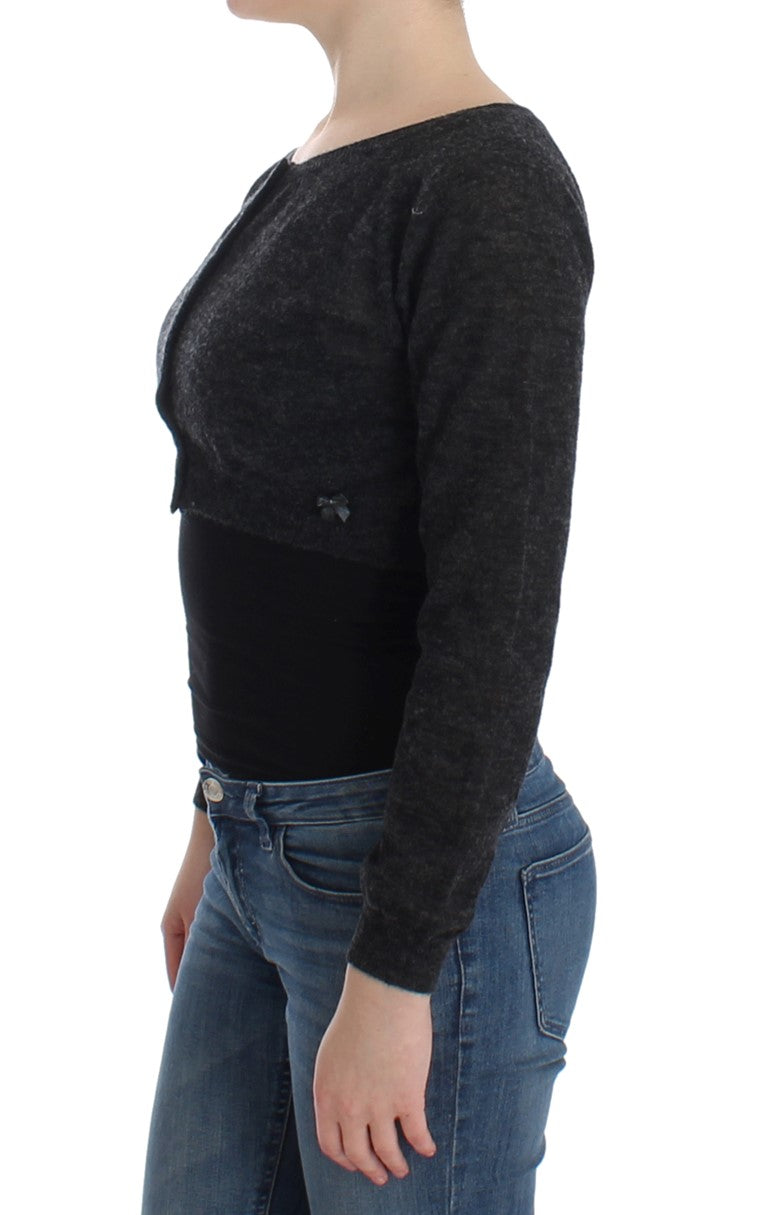 Pull cardigan en laine tricotée grise Ermanno Scervino