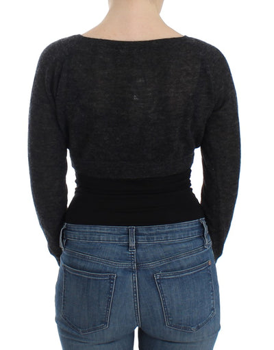 Pull cardigan en laine tricotée grise Ermanno Scervino
