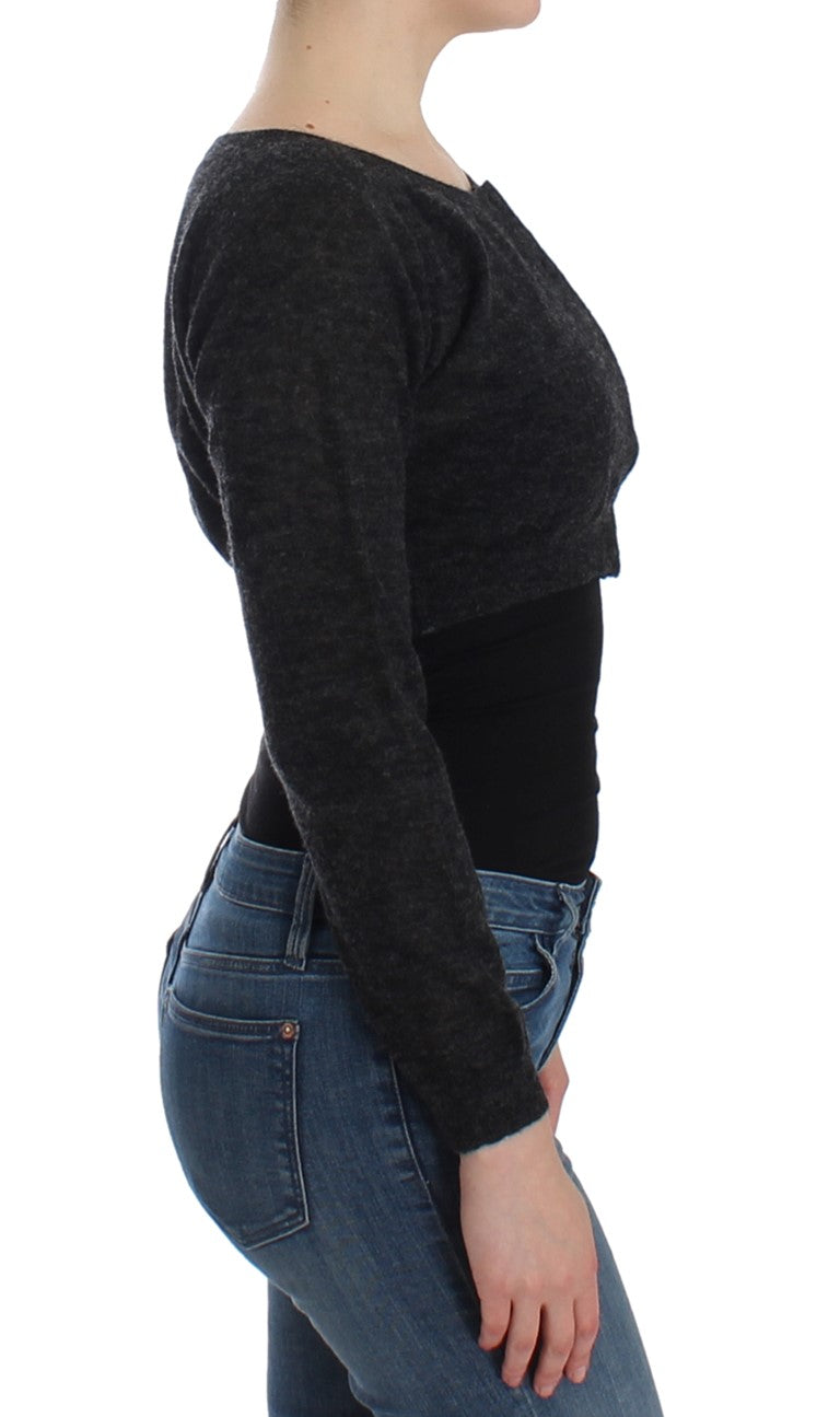 Pull cardigan en laine tricotée grise Ermanno Scervino