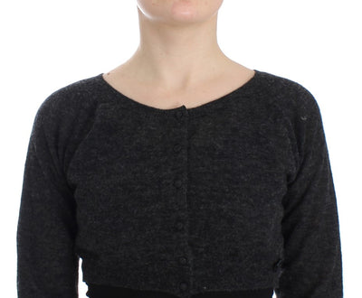 Pull cardigan en laine tricotée grise Ermanno Scervino