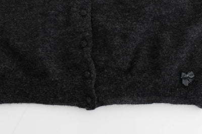Pull cardigan en laine tricotée grise Ermanno Scervino