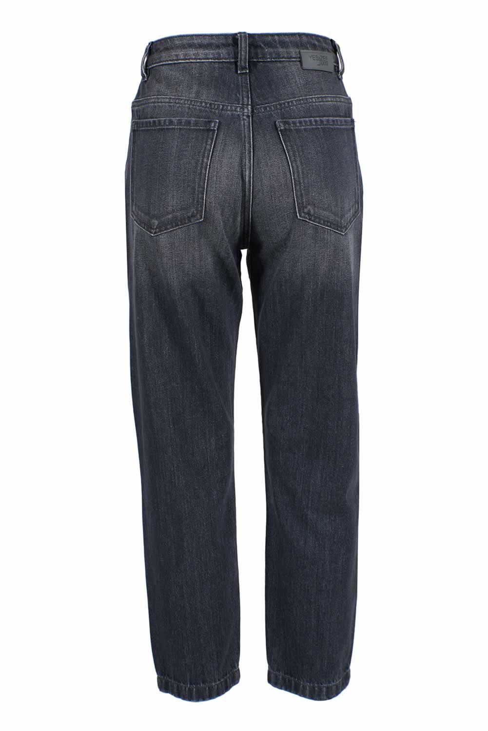 Yes Zee Zwarte Katoenen Dames Jeans met Hoge Taille