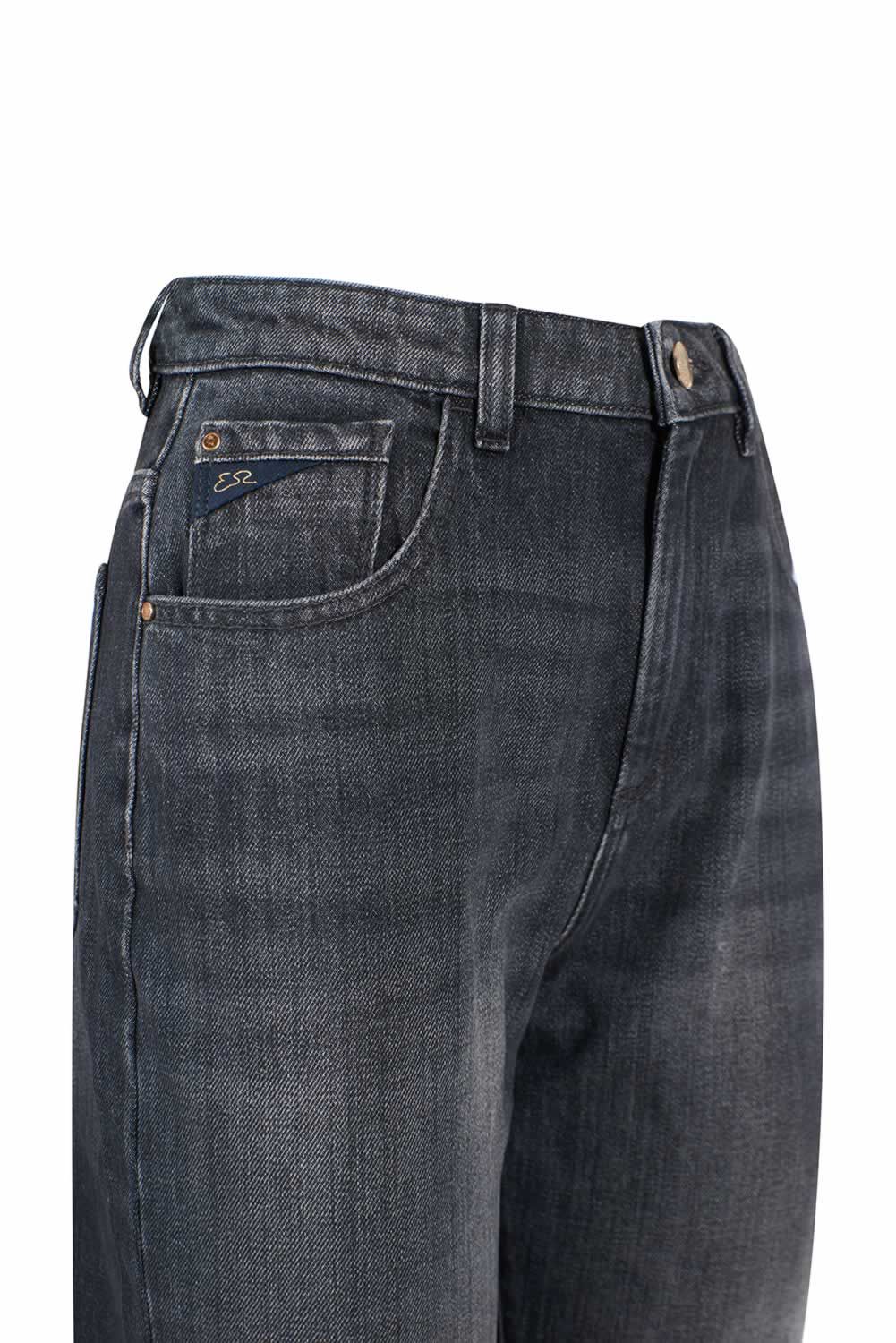 Yes Zee Zwarte Katoenen Dames Jeans met Hoge Taille