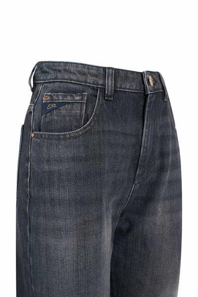 Yes Zee Zwarte Katoenen Dames Jeans met Hoge Taille