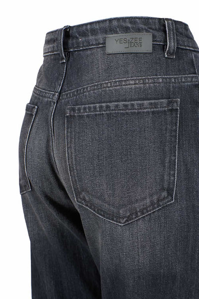 Yes Zee Zwarte Katoenen Dames Jeans met Hoge Taille