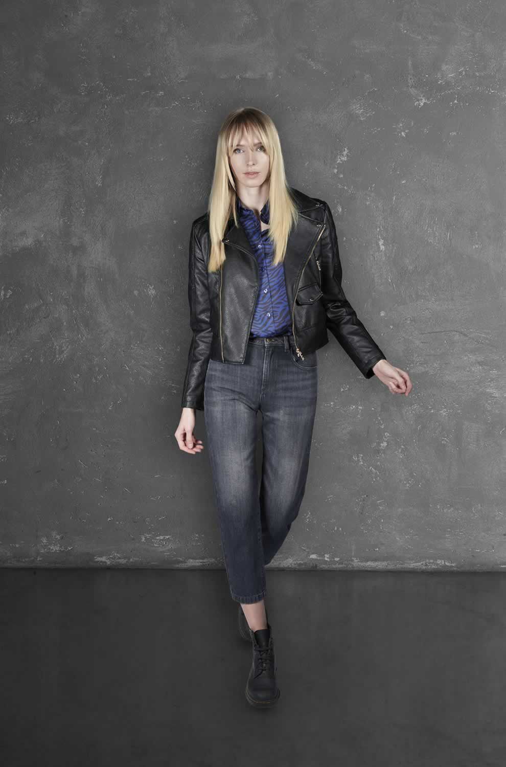 Yes Zee Zwarte Katoenen Dames Jeans met Hoge Taille