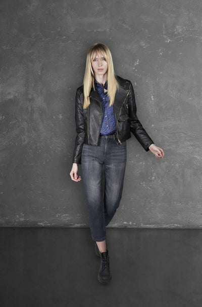 Yes Zee Zwarte Katoenen Dames Jeans met Hoge Taille