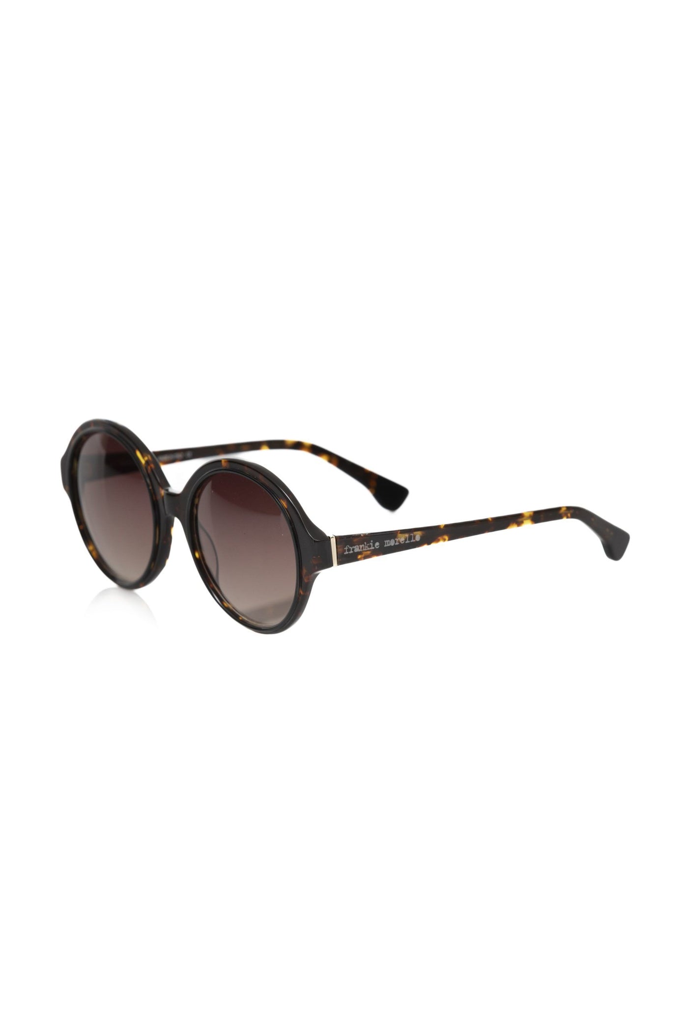 Frankie Morello Chic Zwarte Ronde Zonnebril met Schildpadmotief