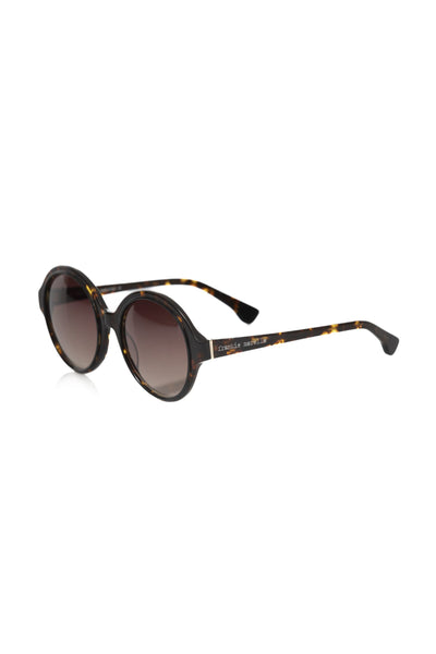 Frankie Morello Chic Zwarte Ronde Zonnebril met Schildpadmotief