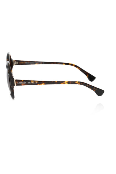 Frankie Morello Chic Zwarte Ronde Zonnebril met Schildpadmotief
